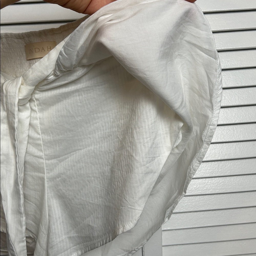 INDAH Palm Tie Front Wrap Short in Ivory Ivory S - Picture 10 of 12